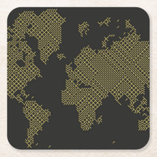 Dessous-de-verre Carré En Papier Carte du monde de Digitals