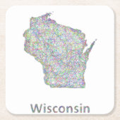 Dessous-de-verre Carré En Papier Carte du Wisconsin (Devant)