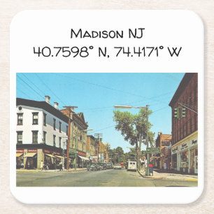 Dessous-de-verre Carré En Papier Carte Madison NJ Coordonnées Style Vintage