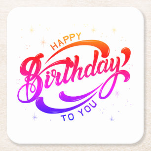 Dessous-de-verre Carré En Papier Carte postale Joyeuse Anniversaire