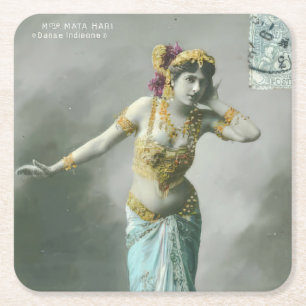 Dessous-de-verre Carré En Papier Carte postale vintage Mata Hari