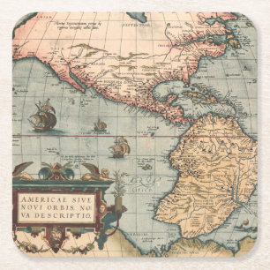 Dessous-de-verre Carré En Papier Carte vintage de l'Amérique du Nord