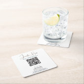 Dessous-de-verre Carré En Papier cartes de visite professionnels avec code QR (En situation)
