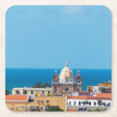 Dessous-de-verre Carré En Papier Carthagène, la Colombie Old Town (Devant)