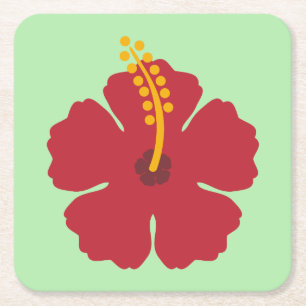 Dessous-de-verre Carré En Papier Cartoon rouge Hibiscus simple