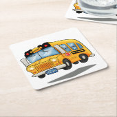 Dessous-de-verre Carré En Papier Cartoon School Bus (Incliné)