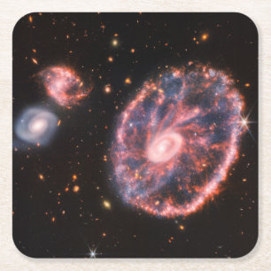 Dessous-de-verre Carré En Papier Cartwheel Galaxy JWST James Webb Télescope spatial
