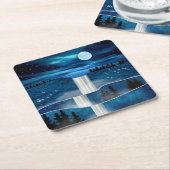 Dessous-de-verre Carré En Papier Cascade bleue (Incliné)