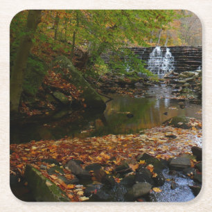 Dessous-de-verre Carré En Papier Cascade et ruisseau d'automne en Pennsylvanie Natu