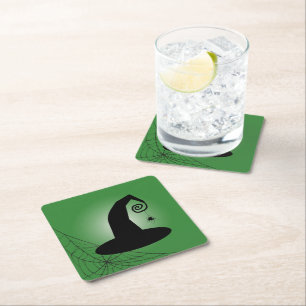 Dessous-de-verre Carré En Papier Casquette de sorcière avec Dessous de verre de pap