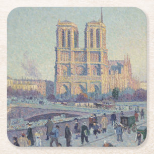 Dessous-de-verre Carré En Papier Cathédrale Notre-Dame Paris France Peinture classi