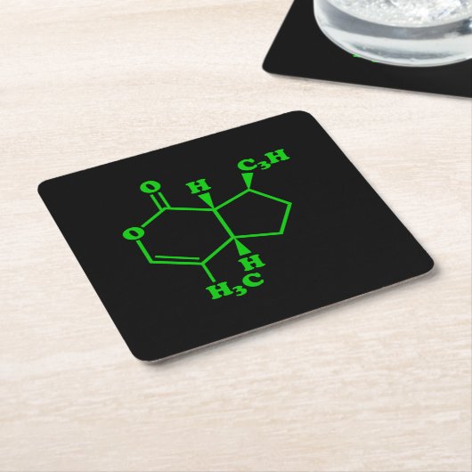 Dessous-de-verre Carré En Papier Catnip Nepetalactone Formule chimique moléculaire (Incliné)