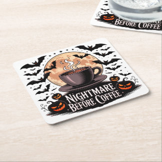 Dessous-de-verre Carré En Papier Cauchemar avant le café Halloween