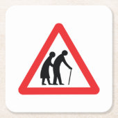 Dessous-de-verre Carré En Papier CAUTION Personnes ÂGÉES - VOYAGE UK (Devant)