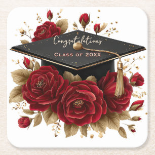 Dessous-de-verre Carré En Papier Célébration de remise de diplômes élégante • Écrit