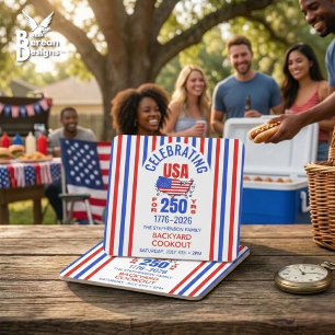 Dessous-de-verre Carré En Papier Célébration des 250 ans des États-Unis BBQ familia