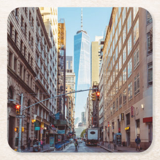 Dessous-de-verre Carré En Papier Centre-ville de New York Vue du World Trade Center