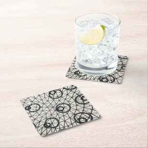 Dessous-de-verre Carré En Papier Cercles abstraits noir et blanc