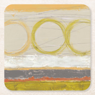 Dessous-de-verre Carré En Papier Cercles jaunes et orange sur Arrière - plan multic