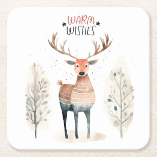 Dessous-de-verre Carré En Papier Cerf de Noël Hygge