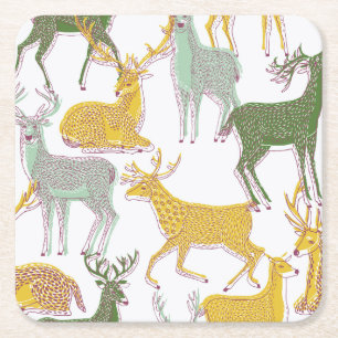 Dessous-de-verre Carré En Papier Cerfs géométriques : Illustration Motif traditionn