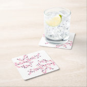 Dessous-de-verre Carré En Papier Cerisier Fleur Rose Blanc (En situation)