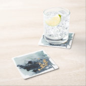Dessous-de-verre Carré En Papier Cerulean & Or (En situation)