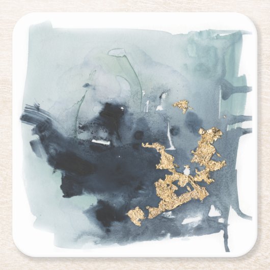 Dessous-de-verre Carré En Papier Cerulean & Or (Devant)