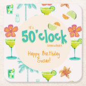 Dessous-de-verre Carré En Papier C'est 50 heures Thème de fête (Devant)