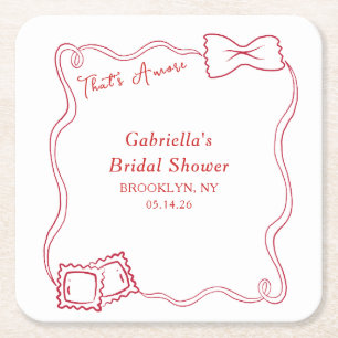 Dessous-de-verre Carré En Papier C'est Amore Hand Drawn Pasta Italie Fête des marié