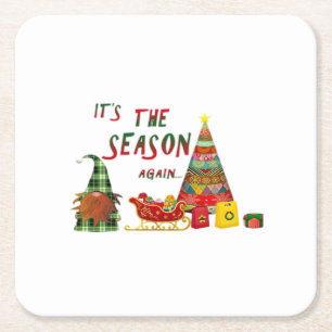 Dessous-de-verre Carré En Papier C'est de nouveau la saison Noël Gnome