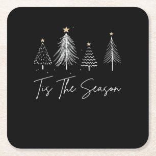 Dessous-de-verre Carré En Papier C'est la saison de Noël classique rétro