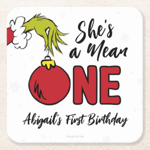 Dessous-de-verre Carré En Papier C'est une Méchante Anniversaire Grinch