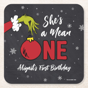 Dessous-de-verre Carré En Papier C'est une méchante Anniversaire Grinch tableau n