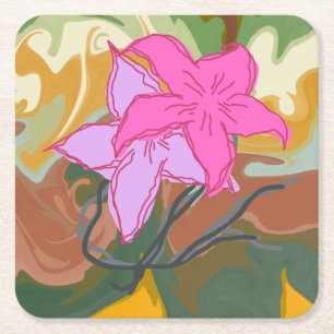 Dessous-de-verre Carré En Papier Cette conception d'art floral abstrait allie une i