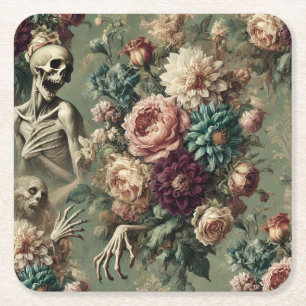 Dessous-de-verre Carré En Papier Chagrin posthume – Conception florale gothique