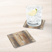 Dessous-de-verre Carré En Papier Chaîne de bois rustique Lumières Mason Jar Enregis (En situation)