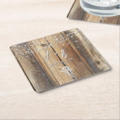 Dessous-de-verre Carré En Papier Chaîne de bois rustique Lumières Mason Jar Enregis (Incliné)