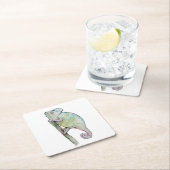 Dessous-de-verre Carré En Papier Chameleon à aquarelle mignonne (En situation)