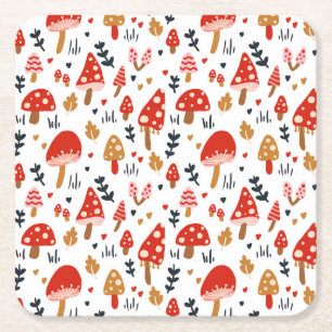 Dessous-de-verre Carré En Papier Champhroom Woodland Kathrin Legg Red Mushroom Part