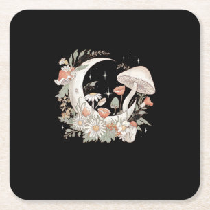 Dessous-de-verre Carré En Papier Champignon esthétique Lune Goblincore et Cottageco