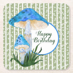 Dessous-de-verre Carré En Papier Champignons bleus sur Aspen Anniversaire