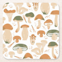 Champignons comestibles Linocut Motif Vintage