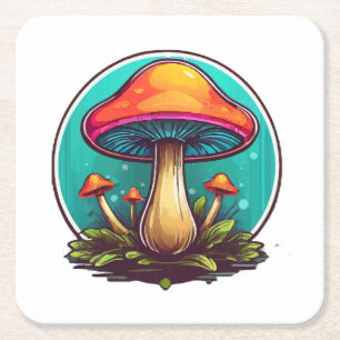 Dessous-de-verre Carré En Papier Champignons magiques colorés
