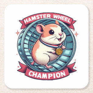 Dessous-de-verre Carré En Papier Champion de roue de hamster