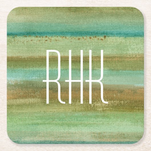 Dessous-de-verre Carré En Papier Champs du monogramme | au printemps je (Devant)