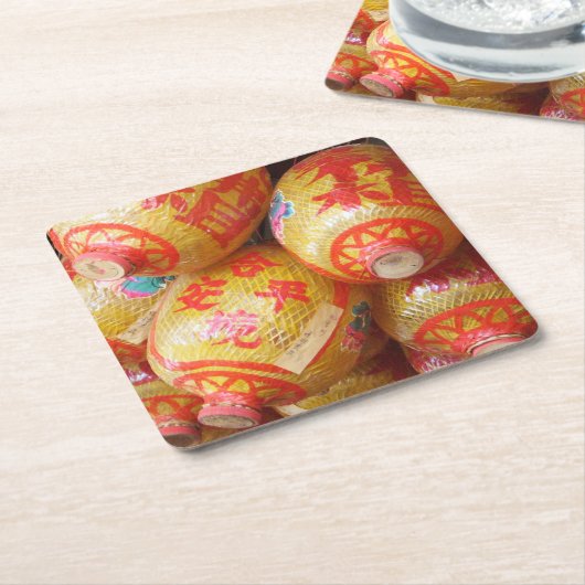 Dessous-de-verre Carré En Papier Chanceux Lanternes en papier chinois (Incliné)