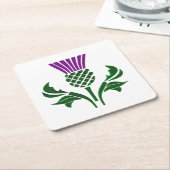 Dessous-de-verre Carré En Papier Chardon d'emblème écossais (Incliné)