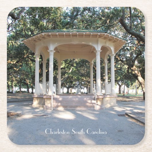 Dessous-de-verre Carré En Papier Charleston Caroline du Sud, Gazebo, Batterie (Devant)