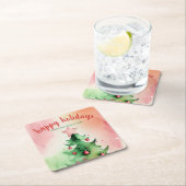 Dessous-de-verre Carré En Papier Charmante Pine Tree & Red Ornaming Holiday (En situation)